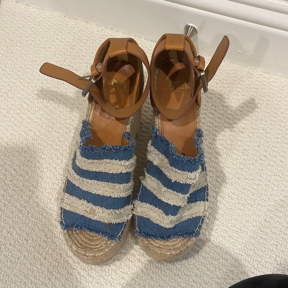 Marc fisher espadrille wedges worn 1x. 4 inch heel, 1 3/4 inch platform